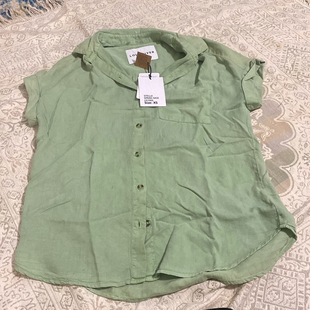 NWT Green Button Down